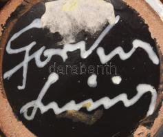 Gorka Lívia (1925 - 2011): Váza. Fekete, sárga mázakkal festett kerámia, hibátlan Jelzett: Gorka Lív...