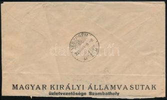 1935 Szombathelyről küldött levél Veszprémbe 28f portóval / Cover with postage due