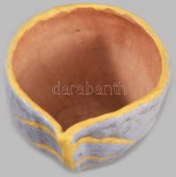 Gorka Lívia (1925-2011): Türkiz-sárga madaras váza, festett mázas kerámia, jelzett, hibátlan m: 12 c...