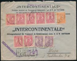 1921 Ajánlott levél / Registered cover with 10 stamps to Vienna