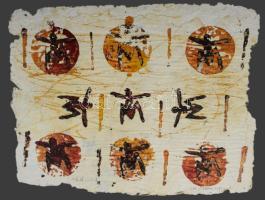 Olvashatatlan jelzéssel: Alakok. Vegyes technika, merített papír, lap széle kissé sérült, 32x41 cm