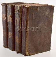 [Zschokke, Johann Heinrich Daniel (1771-1848)]: Áhítatosság' óráji a' valódi keresztyénségnek és a' házi isteni tiszteletnek előmozdítására. I., II., IV. és VI. rész. (4 kötet.) Budán, 1828-1830, M. Kir. Universitas-ny., XX+578+(2) p.; 581+(3) p.; 658+(2) p.; 650+(3) p. Egyetlen magyar kiadás. Egészbőr-kötésben, változó állapotban, viseltes, sérült borítókkal, a II. kötet erősen sérült címlappal, helyenként foltos lapokkal, ázásnyomokkal.