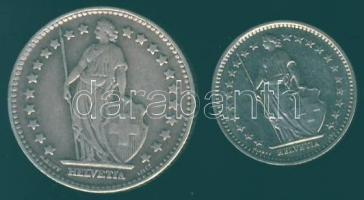 Svájc 1934 1Fr Ag + 1978. 1/2Fr T:2-/2