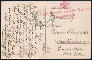 1915 Tábori posta képeslap / Field postcard "Vörös Kereszt Kisegítő Kórháza Vámosmikola"