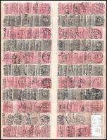 660 db Feketeszámú krajcáros bélyeg (300 x 1kr, 30 x 2kr és 330 x 5kr) rendező berakólap mindkét oldalán