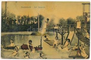 1914 Buziásfürdő, Baile Buzias; Szent Antal tó. Francz József kiadása, montázs gyerekekkel / lake. Montage with children (b)