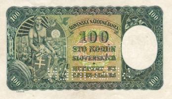 Csehszlovákia 1945 szlovák 100K cseh bélyeggel "specimen" T:I