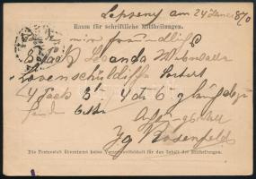 1870 2kr díjjegyes levelezőlap / PS-card "LEPSÉNY"