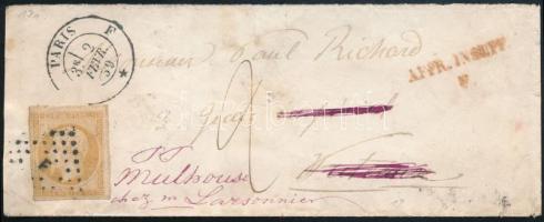 1859 Portós levél továbbküldve / Cover with postage due, redirected