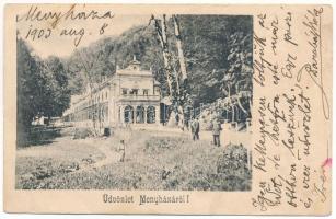 1903 Menyháza, Monyásza, Moneasa; fürdő / spa, bathhouse (ázott / wet damage)