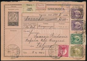 1922 Szállítólevél 6 db bélyeggel / Parcel card with 6 stamps