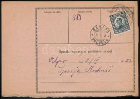 1922 Szállítólevél 6 db bélyeggel / Parcel card with 6 stamps