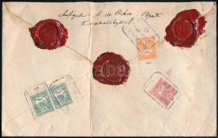 1913 Ajánlott levél 4 db Turul bélyeggel / Registered cover "BUDAPEST / GY / 55"