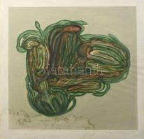 Olajos György (1953-): Gubbasztók (Mezőtúr), 1993. Akvarell, papír, jelzett és datált (Olajos György 1993 VI.). Lap alja foltos. 42×37 cm