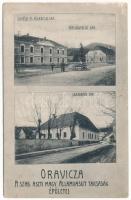 1917 Oravicabánya, Oravicza, Oravita; A Szab. Osztrák-Magyar Államvasút Társaság épületei: ügyészi, főerdészi, főfelügyelői és igazgatói lak. Weisz Félix kiadása / state railways company's buildings (ázott sarkak / wet corners)