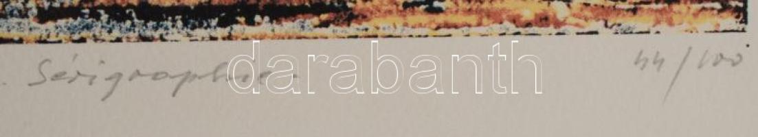 Joseph Kádár (1936-2019): Horizontális struktúra, 1993. Szitanyomat, papír, jelzett. 44/100 számozás...