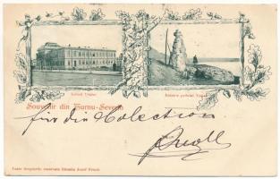 1899 Turnu Severin, Szörényvár; Liceul Trajan, Ruinele podoului Trajan. Josef Frisch / grammar schoo...