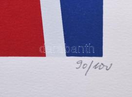 Joseph Kádár (1936-2019): Konstruktivista kompozíció. Szitanyomat, papír. Jelzett. Számozott (90/100...