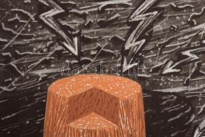 Stefanovits Péter (1947-): Meditációs tér III, 1995. Szitanyomat, karton, jelzett. Próbanyomat próba...