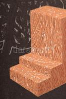 Stefanovits Péter (1947-): Meditációs tér I, 1995. Szitanyomat, karton, jelzett. Próbanyomat próba n...