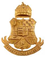 Osztrák-Magyar Monarchia, csendőr sapkajelvény, fém, hátoldalán rögzítőpántokkal, 9,5x7,5 cm