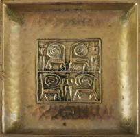 Alpakka asztali készlet: gyufatartó, pohárka, tálca, stb., jó állapotban