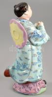 Kínai antik porcelán szobor. Kézzel festett, jelzett, apró mázhibával. 15 cm