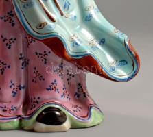Kínai antik porcelán szobor. Kézzel festett, jelzett, apró mázhibával. 15 cm