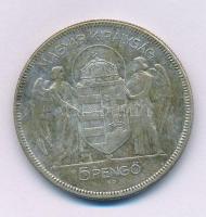 1930. 5P Ag "Horthy jobbra" enyhén hajas T:F, patina
Adamo P8