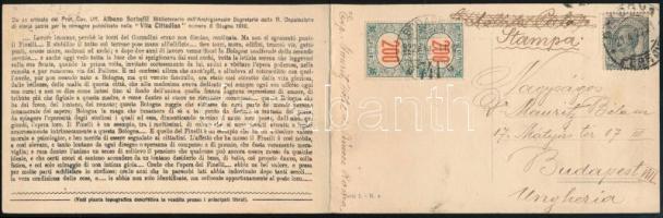 1922 Nagylakú képeslap Olaszországból Budapestre, 2 x 200f portóval / Postcard from Italy to Hungary...