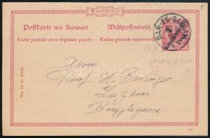 Német Kelet-Afrika ~1905 Válaszos levelezőlap / PS-reply card