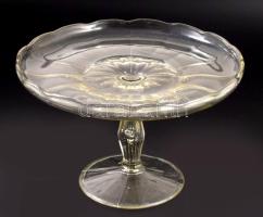 Üveg süteményes kínáló. Formába préselt, hibátlan d: 24 cm