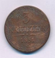 1851G 3kr Cu T:VF,F, patina Adamo M6