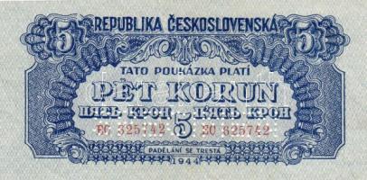 Csehszlovákia 1944 5K "specimen" T:I