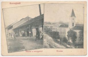 1906 Borosjenő, Borosineu, Ineu; Bútorgyár, Fő utca, templom. Ungár Jenő kiadása / furniture factory, main street, church (lyuk / pinhole)