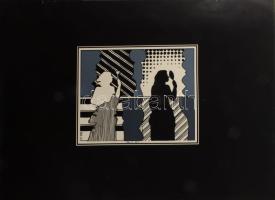 Horváth László Xavér (1944-2016): Női alakok (cím nélkül). Nyomat, karton, jelzett. Apr4ó felületi kopásokkal. 23×29 cm