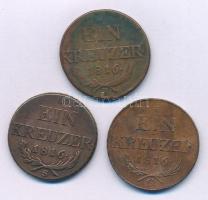 1816B + 1816G + 1816S 1kr Cu (3xklf) Körmöcbánya + Nagybánya + Szomolnok T:XF,VF, patina
Krause KM#...