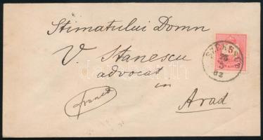 1882 5kr levélen / on cover "SZÉKESÚT" - Arad