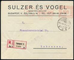 1931 Ajánlott levél gépi bérmentesítéssel / Registered cover