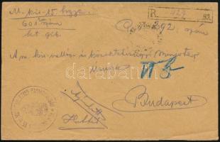 1916 Ajánlott tábori levél / Registered field post cover "M.KIR. 15. HONVÉD GYALOG EZRED PARANCSNOKSÁG"