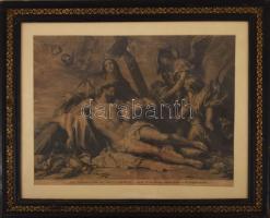 cca XVIII. sz. vége-XIX. sz. eleje, Krisztus levétele a keresztről, rézmetszet, papír, paszpartuban, dekoratív, üvegezett fakeretben, a kereten kisebb sérülésekkel, látható: 32,5x42 cm, külső méret: 47,5x57 cm