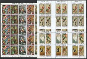 Festmény motívum tétel kb. 170 db bélyeggel + 3 db ívvel, kereskedői hagyatékból, dossziéban