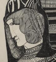 Lajos Ferenc (1912-1998): Várakozás, 1984. Tus, papír, jelezve jobbra lent, paszpartuban, 33×24 cm