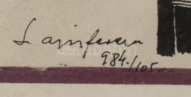 Lajos Ferenc (1912-1998): Várakozás, 1984. Tus, papír, jelezve jobbra lent, paszpartuban, 33×24 cm