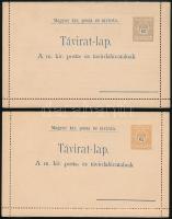1900 2 klf használatlan 62f táviratlap / PS-telegramm cover cards, unused