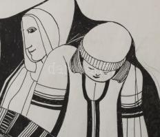 Lajos Ferenc (1912-1998): Ballada, 1985. Tus, papír, jelezve jobbra lent, paszpartuban, 38×27 cm