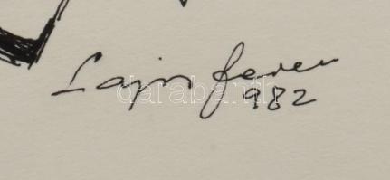 Lajos Ferenc (1912-1998): Geometria, 1982. Tus, papír, jelezve jobbra lent, paszpartuban, 32,5×24 cm