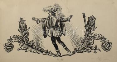 Haranghy Jenő (1894-1951): 10 db illusztráció a Világvándor király c. műhöz. Tus, papír, többségében...