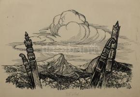 Haranghy Jenő (1894-1951): 10 db illusztráció a Világvándor király c. műhöz. Tus, papír, többségében...