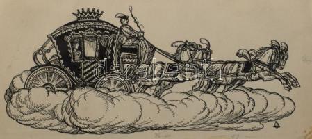 Haranghy Jenő (1894-1951): 10 db illusztráció a Világvándor király c. műhöz. Tus, papír, többségében...